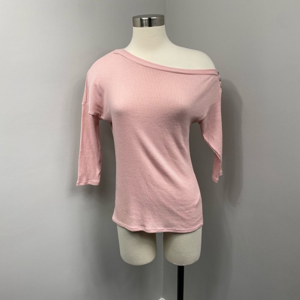 WHBM Pink Ribbed Off Shoulder Sweater - Picture 2 of 16
